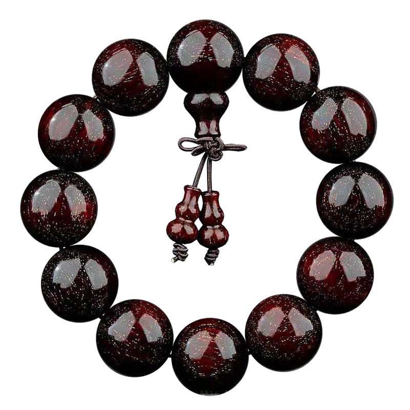 Authentic collection of lobular red sandalwood bracelets for men and women, high-density wooden rotating beads, rosary beads, Buddha beads plate playing sandalwood