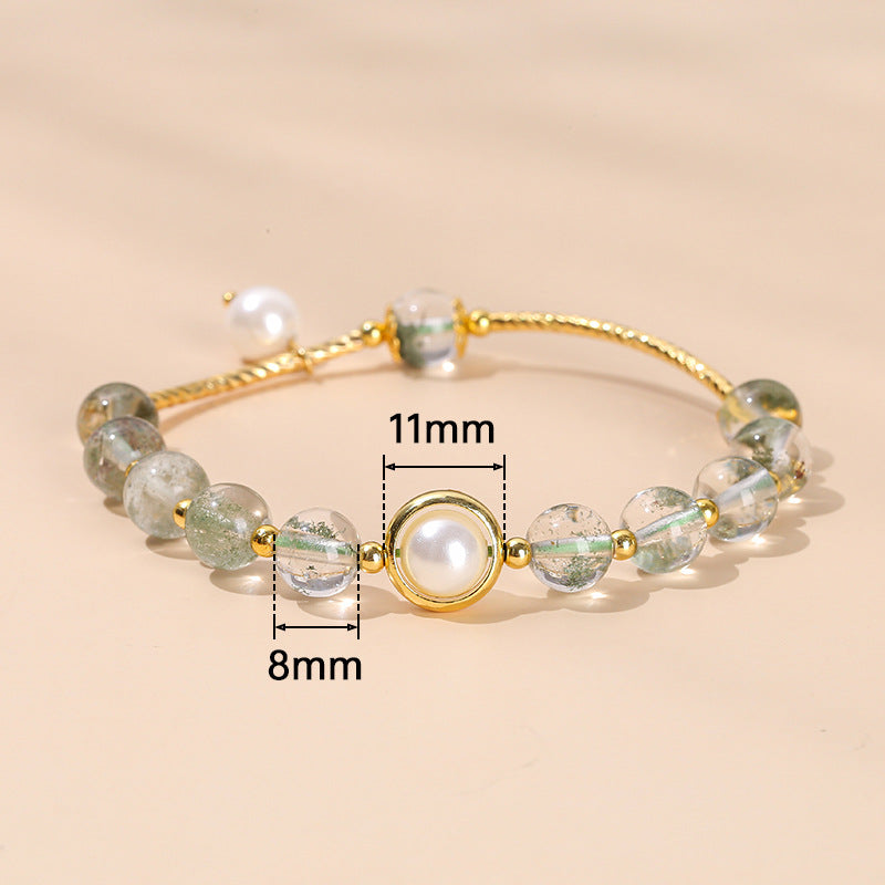 Crystal Green Ghost Pearl Lucky Bracelet