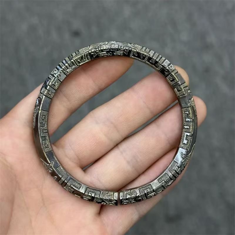 Handmade engraved glutinous pattern men's bracelet original national style niche retro high-end bracelet for boyfriend gifts
