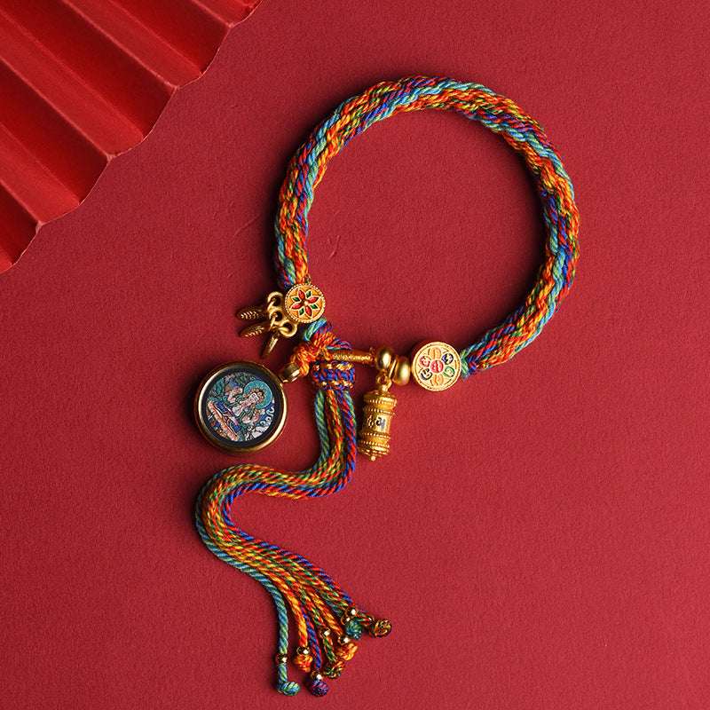 Tibetan Thangka Eight Guardian Gods Wu Ye Manjushri Tibetan Thangka Hand Rope Female Zakiram Bracelet Male Gift