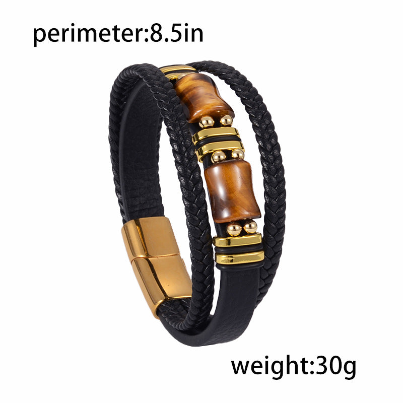 Free Today: Protect Energy Bursts Strength Leather Rope Magnet Bracelet