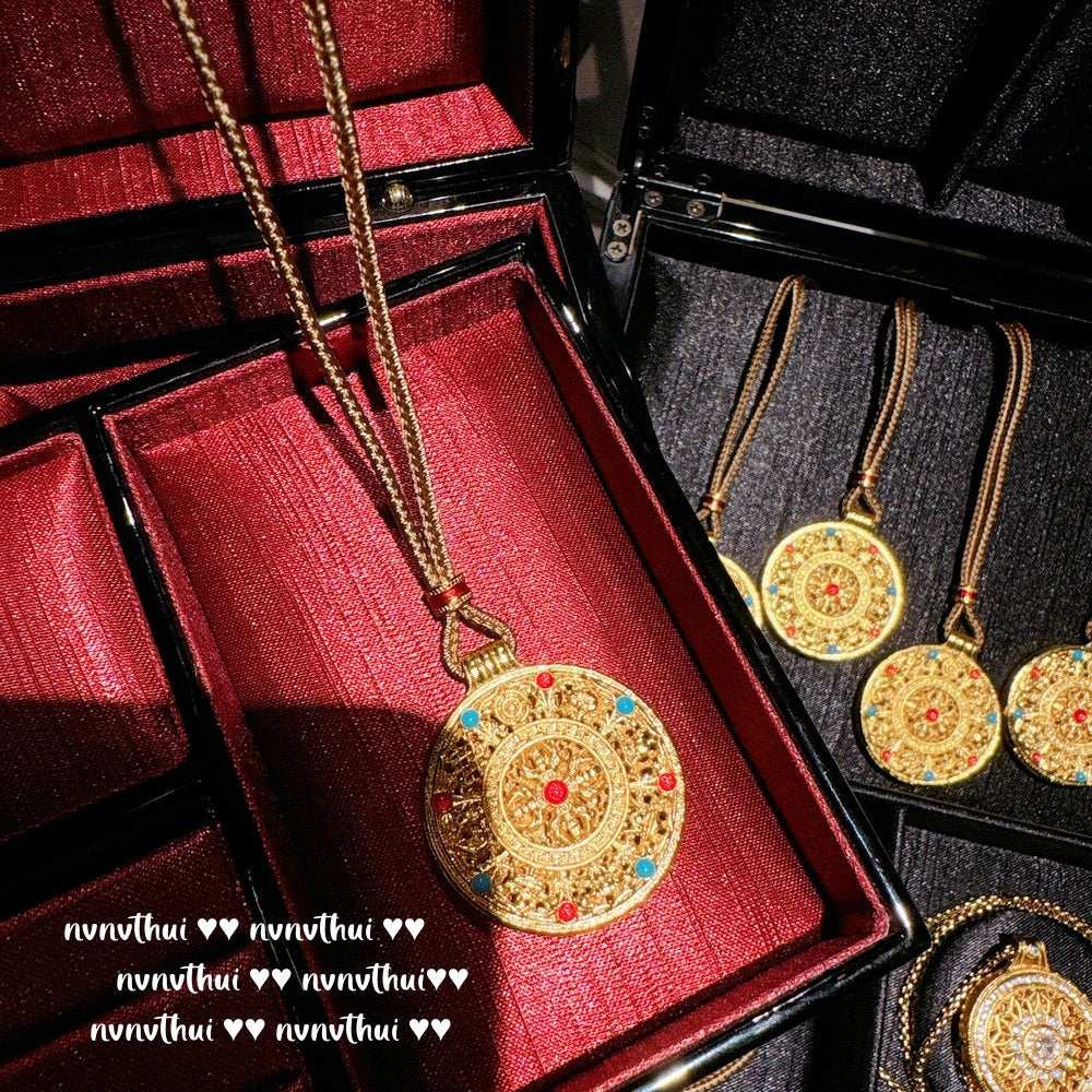 Ancient Taoist gold filigree chisel engraving vajra pestle Pixiu necklace, new Chinese style, Pixiu copper coins stacked with pendant chain