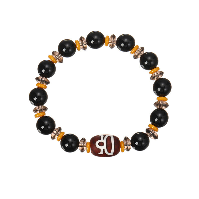 Temple incense ash glazed bracelet incense ash glazed stone five elements Duobao swallowing gold beast bracelet dzi bead agate bracelet