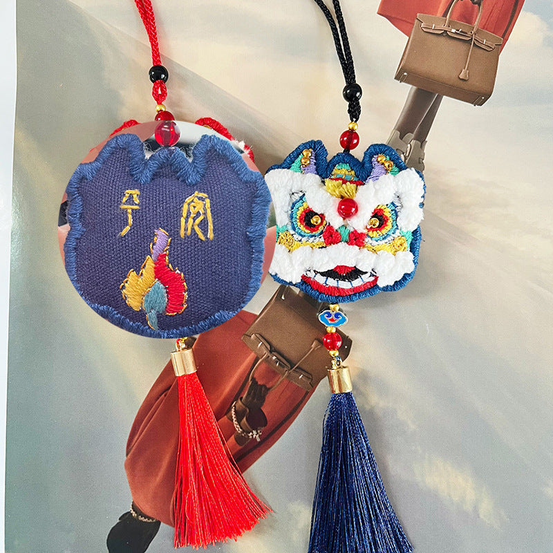 Handmade lion head safety symbol car pendant