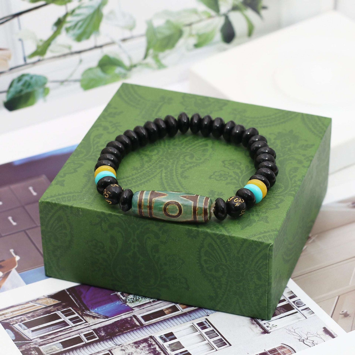 Tibet nine-eye dzi bead bracelet agate dzi bead bracelet abacus bead bead jewelry
