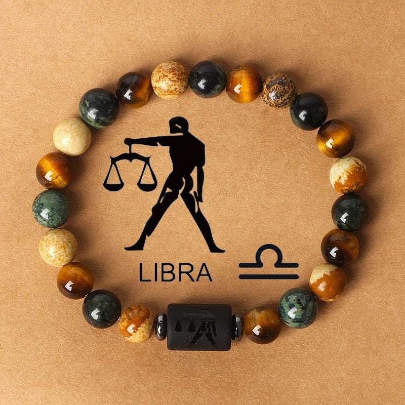 Free Today: Natural Stone Twelve Constellation Bracelet Picture Beaded Bracelet Tiger's Eye Constellation Bracelet