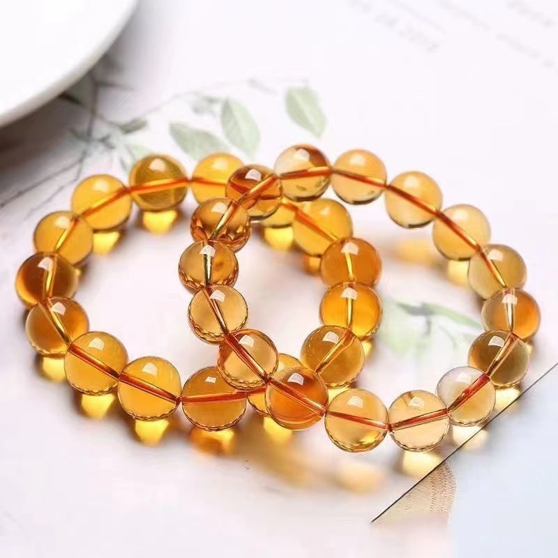 Natural citrine lucky bracelet men's and women's transfer bead bracelet.