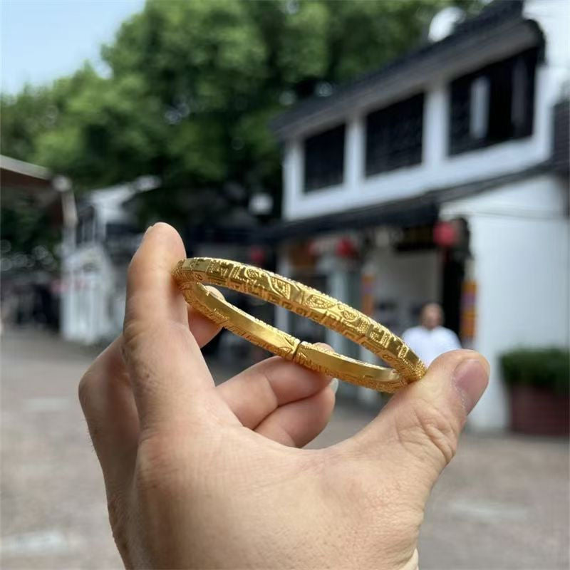 Handmade engraved glutinous pattern men's bracelet original national style niche retro high-end bracelet for boyfriend gifts
