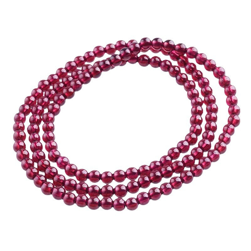 Natural raw garnet A grade burgundy, multi-circle bracelet, women's version three-circle bracelet.