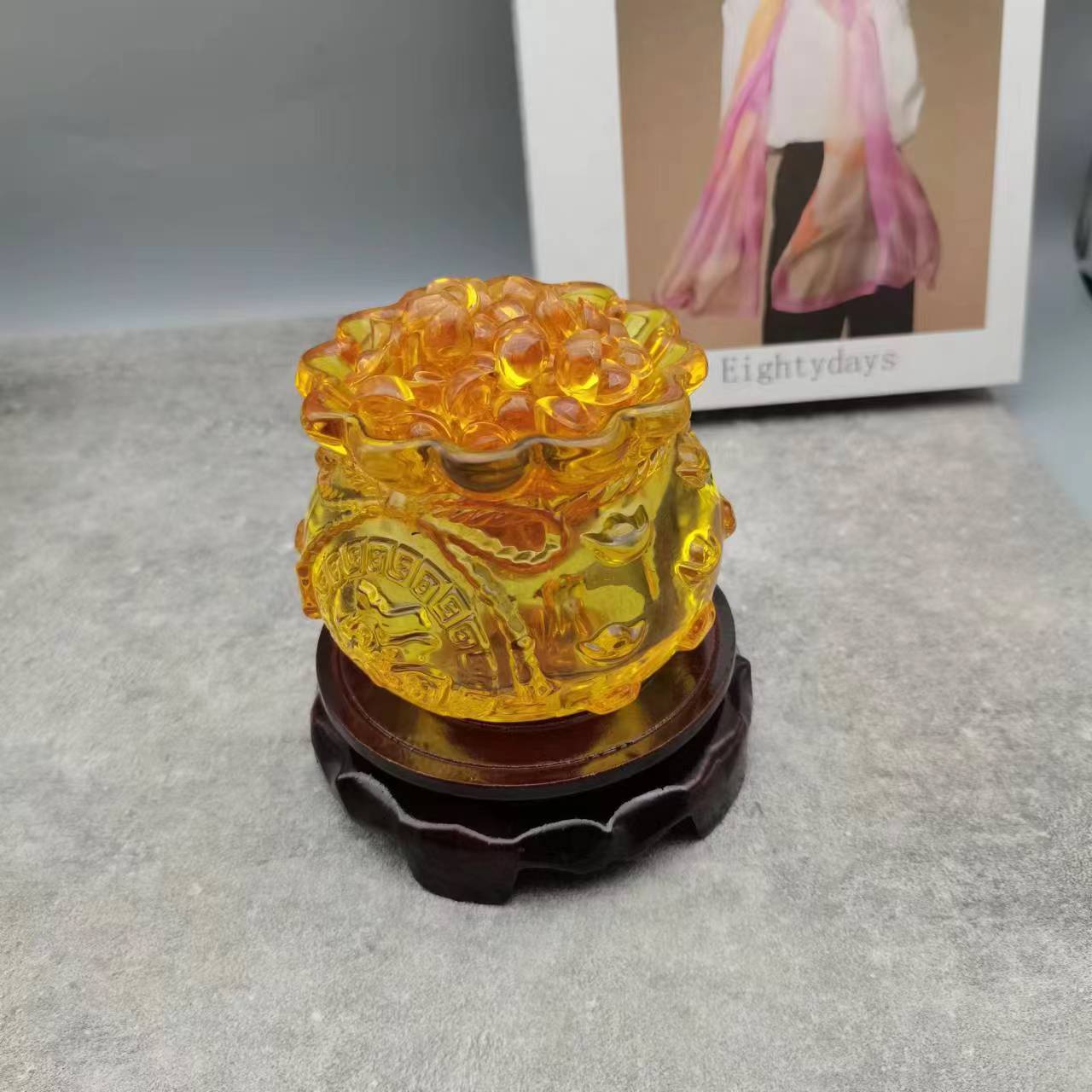 Glazed citrine lucky bag cornucopia