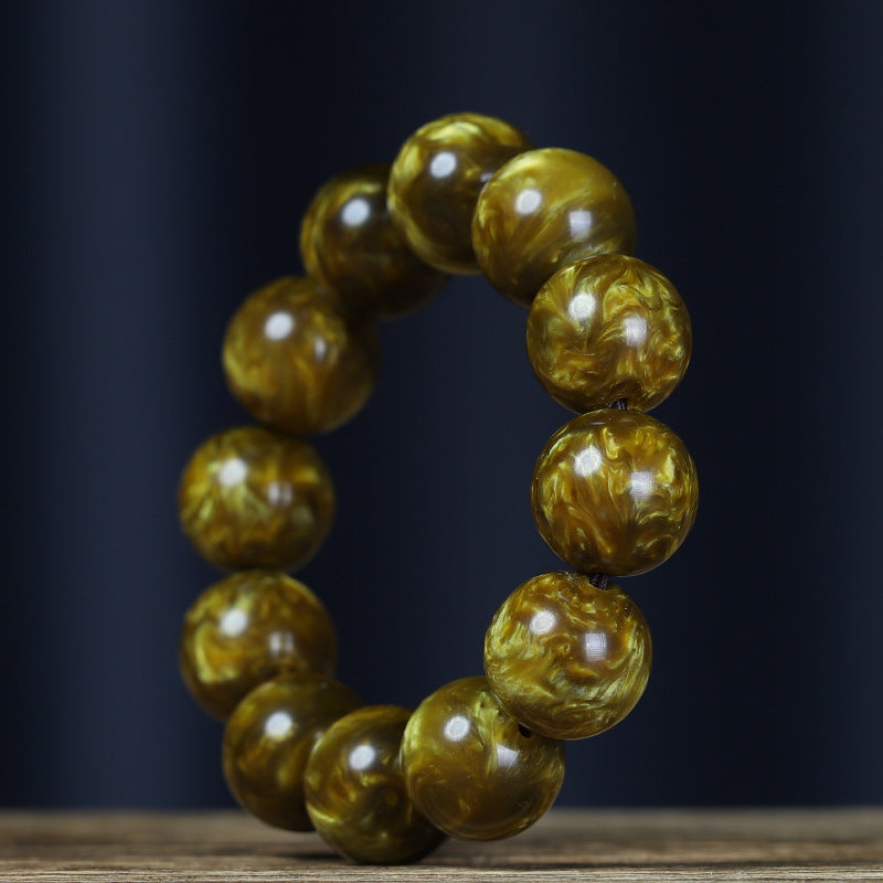 Golden Silk Sea Willow Bracelet 2.0 Men's and Women's 108 Rosary Beads Bracelet Black Coral Sea Willow Buddha Beads Cultural Play Jewelry