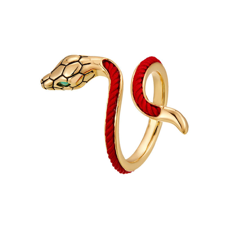 Taoist New Year Celebration Red Rope Zodiac Snake Open Ring Natal Year Transit Index Finger Ring Chinese Ring