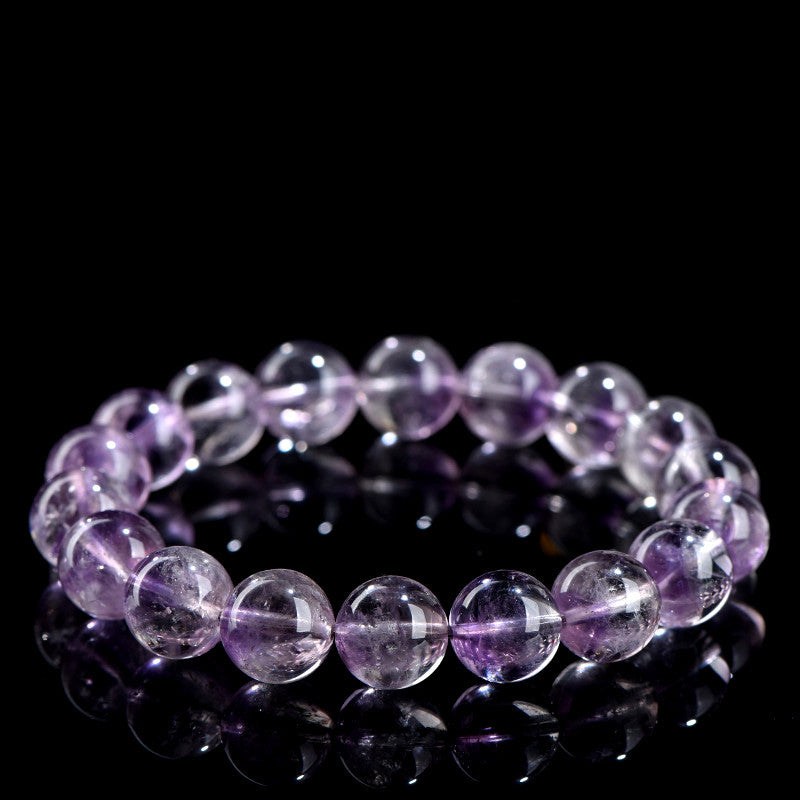 Purple round bead bracelet, ice amethyst bracelet.