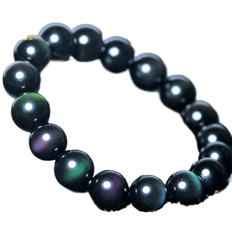 Natural obsidian bracelet Rainbow eye Purple green eye Obsidian bracelet Absorbs negative emotions to ward off evil spirits and keep you safe