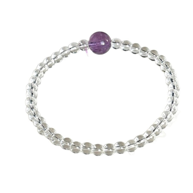 Amethyst bracelet, crystal clear white crystal.