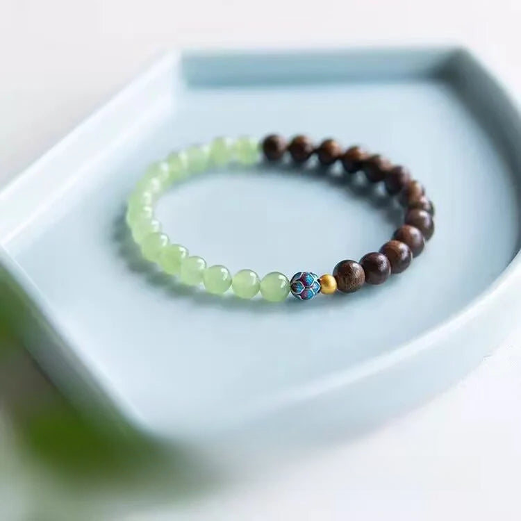 Agarwood Buddha Bead Natural Jade Hetian Jade Transfer Pearl Bracelet