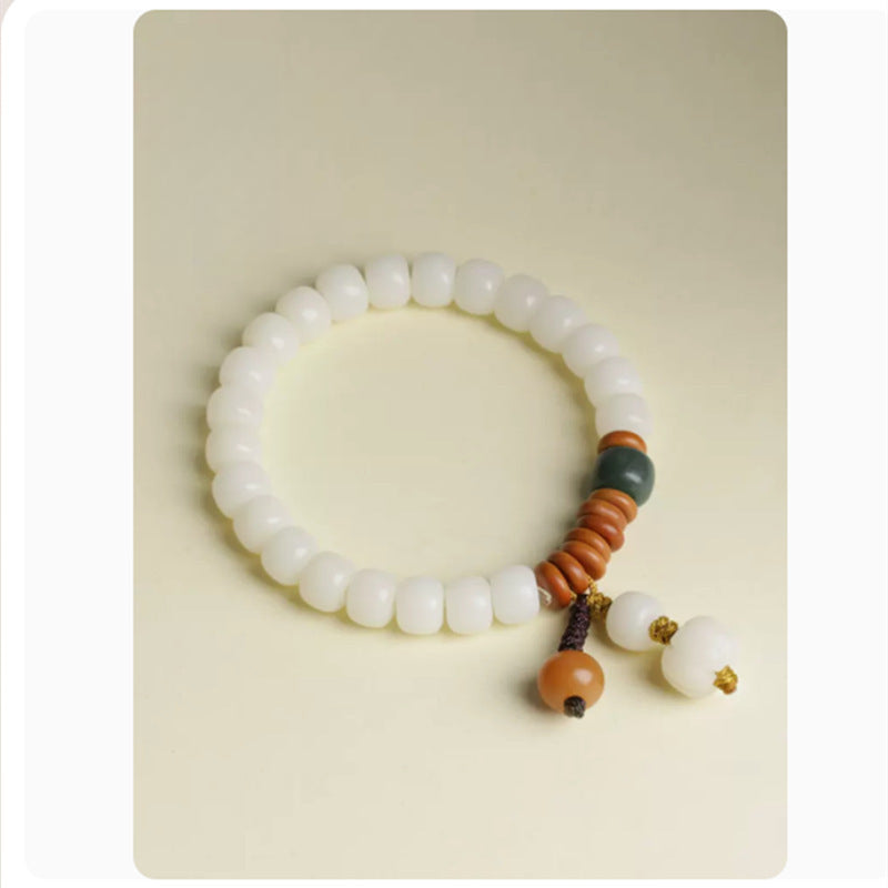 Natural White Jade Bodhi Root Bracelet Olive Pit Bracelet Women's Jewelry