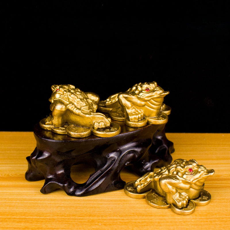 Pure copper three-legged toad lucky ornament feng shui mascot