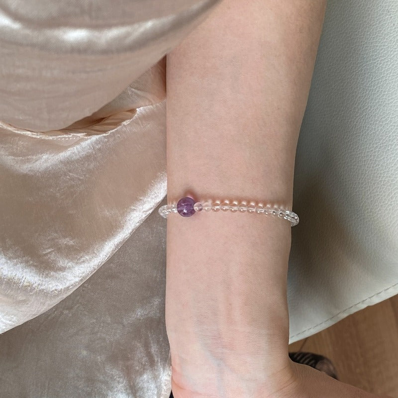 Amethyst bracelet, crystal clear white crystal.