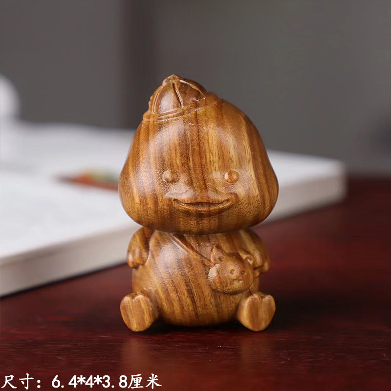 Green sandalwood handle key pendant mascot