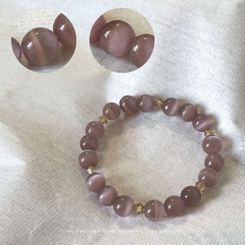 Super fairy pure natural pink daughter elegant crystal ice primary color purple opal spinel bracelet women's student