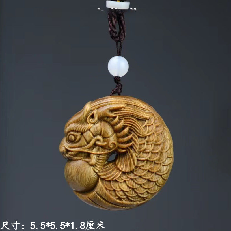 Green sandalwood handle key pendant mascot