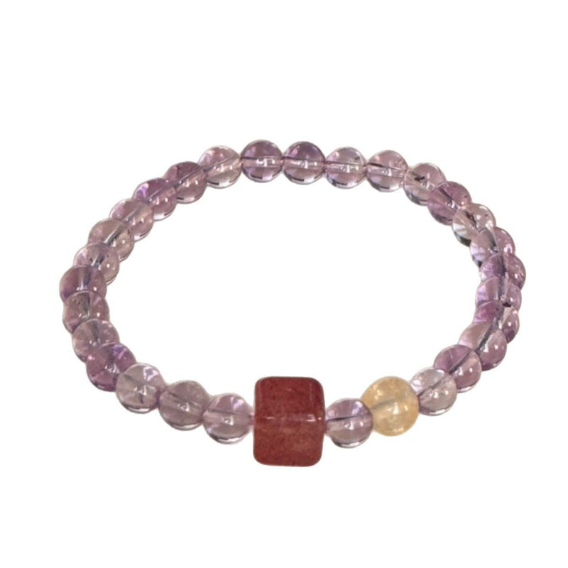 Natural amethyst citrine lucky and lucky pink strawberry crystal sugar cube bracelet women's