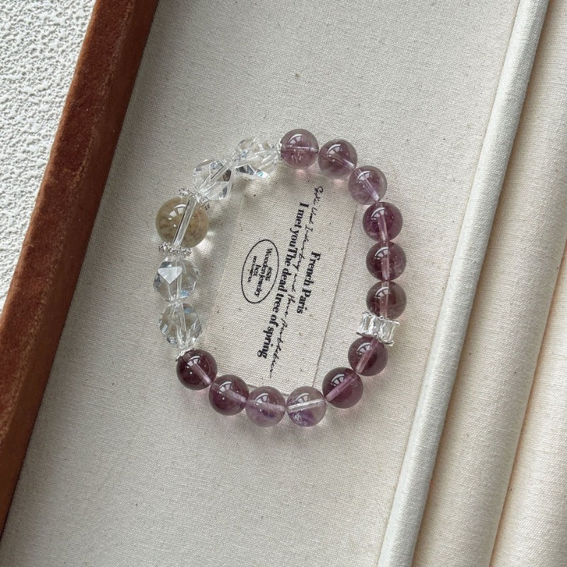 Natural white crystal amethyst simple bracelet women's jewelry