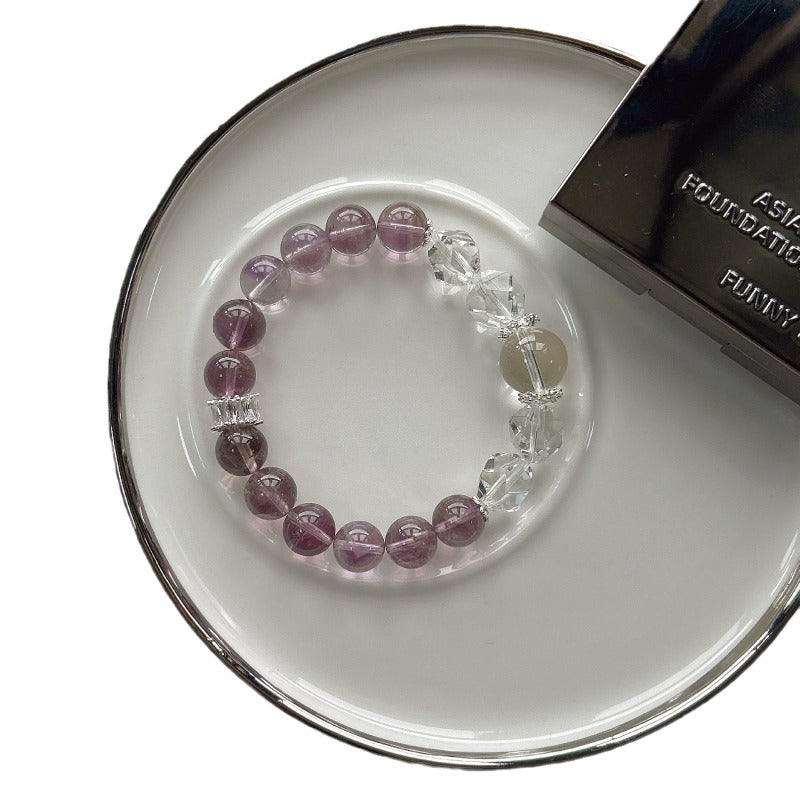 Natural white crystal amethyst simple bracelet women's jewelry