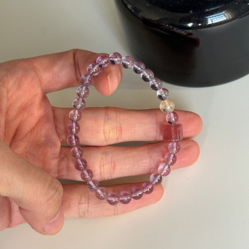 Natural amethyst citrine lucky and lucky pink strawberry crystal sugar cube bracelet women's