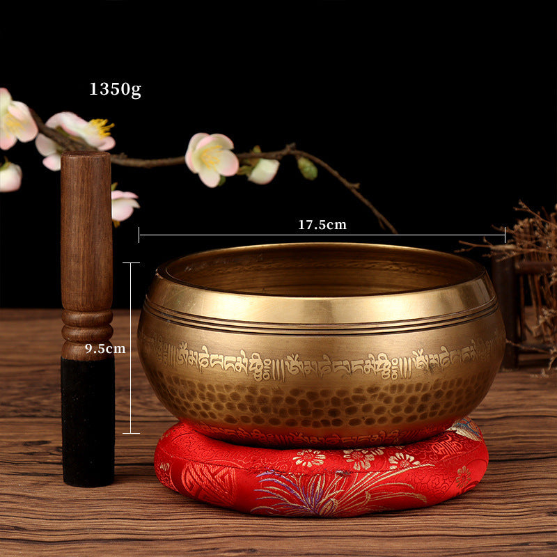 Tibetan six-character mantra Buddhist sound bronze bowl