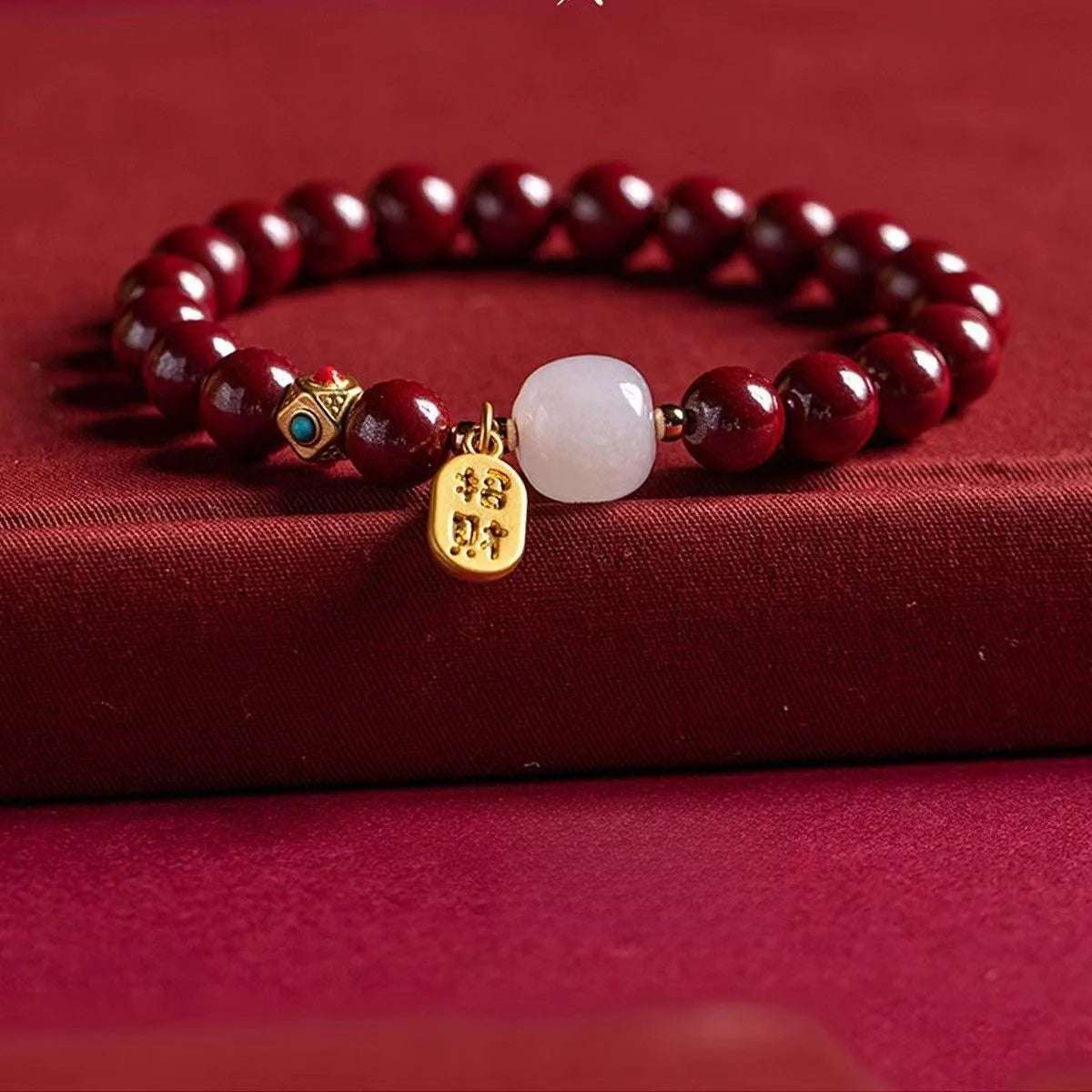 Natural raw ore cinnabar high content prayer men and women the same transshipment lucky bracelet jewelry bracelet natal year gift