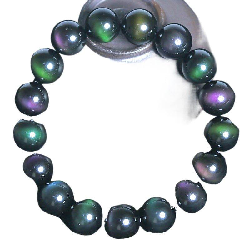 Natural obsidian bracelet Rainbow eye Purple green eye Obsidian bracelet Absorbs negative emotions to ward off evil spirits and keep you safe