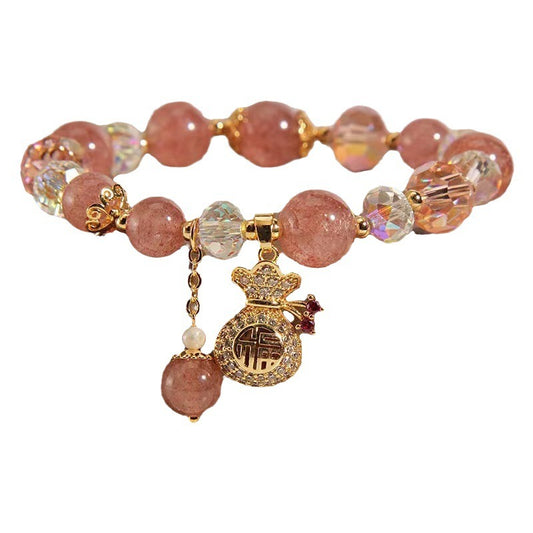 Natural strawberry crystal bracelet