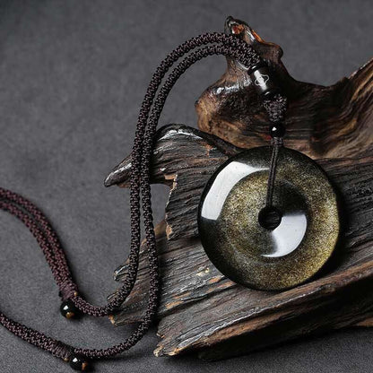 Free Today: Obsidian Pendant, Vintage Buckle Obsidian Peace and Blessing