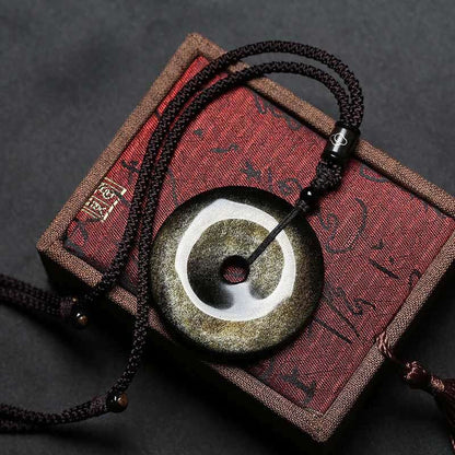 Free Today: Obsidian Pendant, Vintage Buckle Obsidian Peace and Blessing