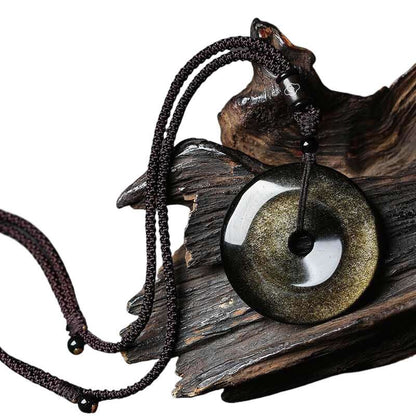 Free Today: Obsidian Pendant, Vintage Buckle Obsidian Peace and Blessing