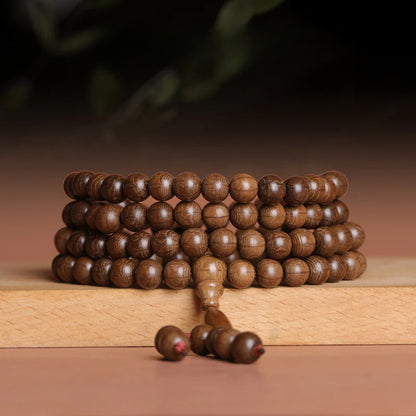 Abelia biflora wooden bracelet with 108 beads
