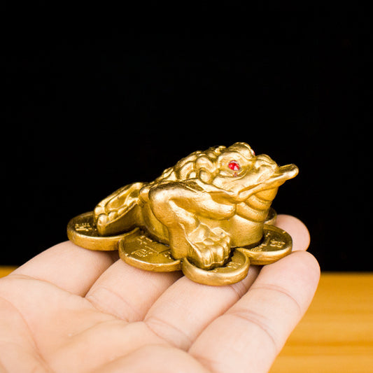 Pure copper three-legged toad lucky ornament feng shui mascot