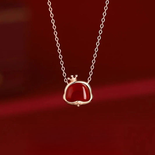 925 Sterling Silver Red Agate Necklace for the Year of the Snake