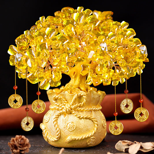 Citrine Fortune Tree Ornament Feng Shui Money Tree