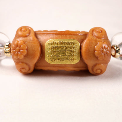 Zen sandalwood Ruyi hand rosary bracelet with white crystal five-stripe hand bracelet.