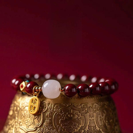 Natural raw ore cinnabar high content prayer men and women the same transshipment lucky bracelet jewelry bracelet natal year gift