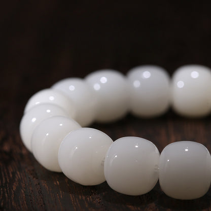 White Jade Bodhi Root Bracelet Women's Buddha Beads Bodhi Beads Meditation Beads