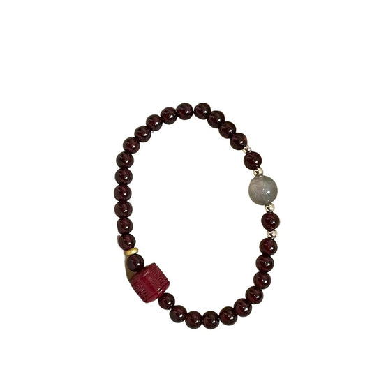 Bracelet transfer pearl red whitening temperament natural burgundy garnet cinnabar transfer cylinder