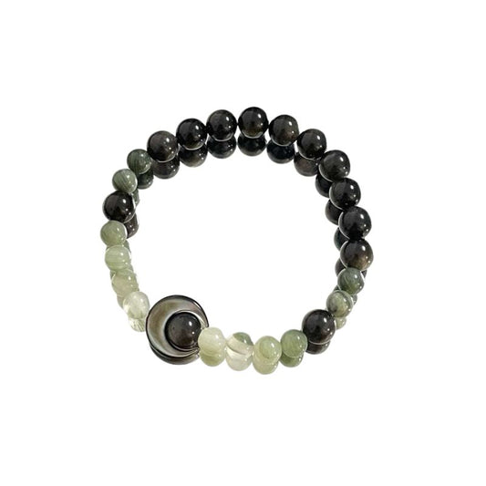 Natural actinolite natural gemstones, Black Shell Moon bracelet bring inner peace and healing