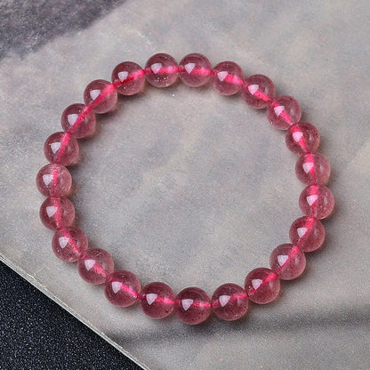 Natural Strawberry Crystal Bracelet Pink Crystal Bead Bracelet Women's Peach Blossom Strawberry Crystal