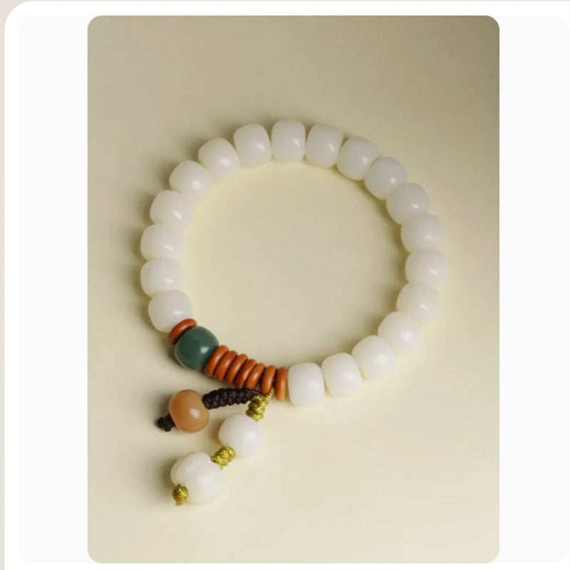 Natural White Jade Bodhi Root Bracelet Olive Pit Bracelet Women's Jewelry