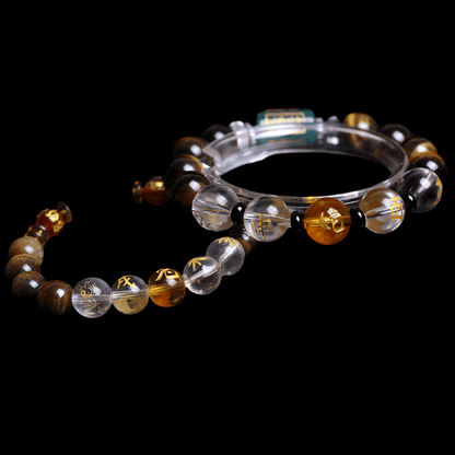 Tiger's eye stone, twelve zodiac six-in-three bracelet.