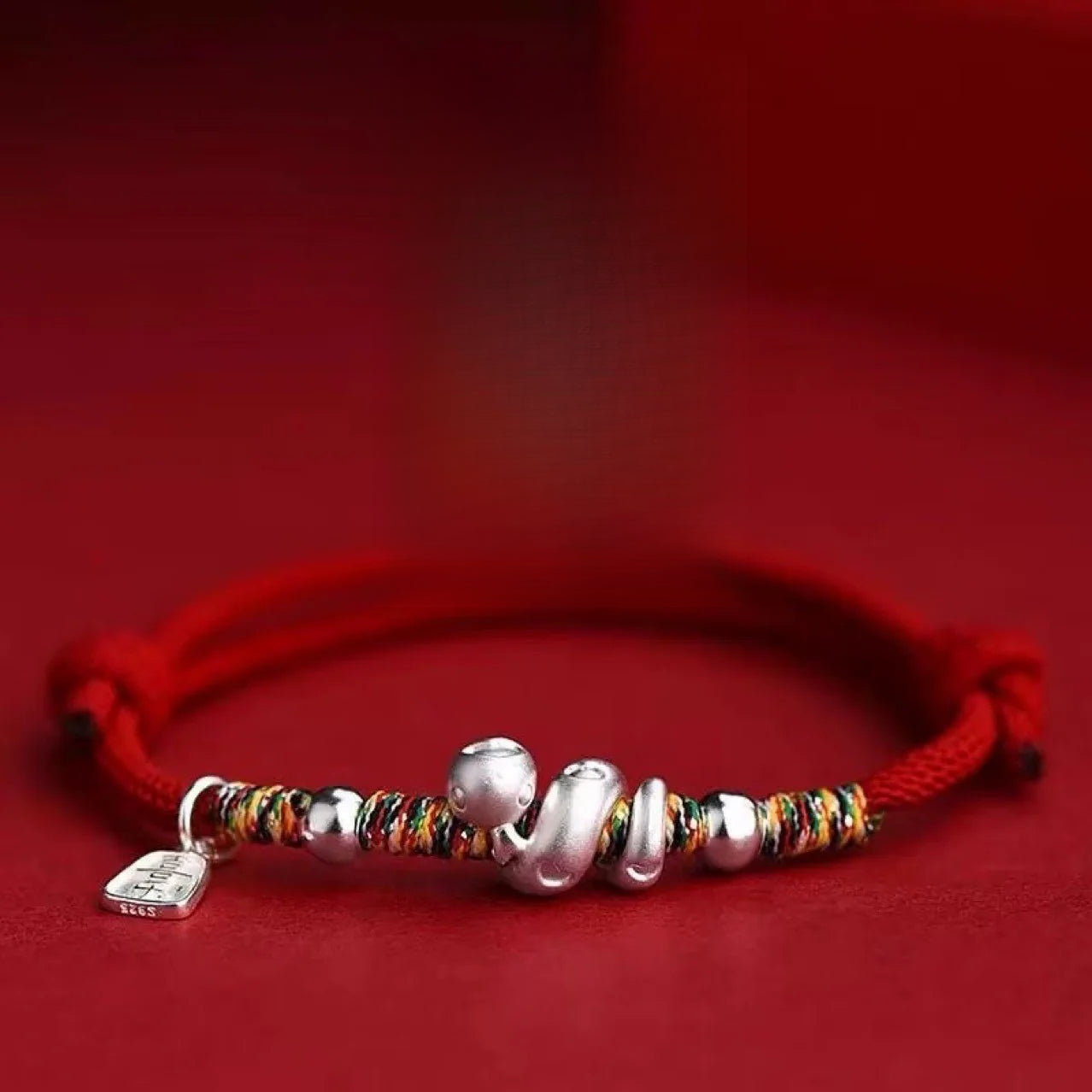 Taoist [Curled Snake] Pure Silver 999 Sterling Silver Boutique Bracelet Men's and Women's New Chinese 2025 Year of the Snake Natal Year Red Hand Rope